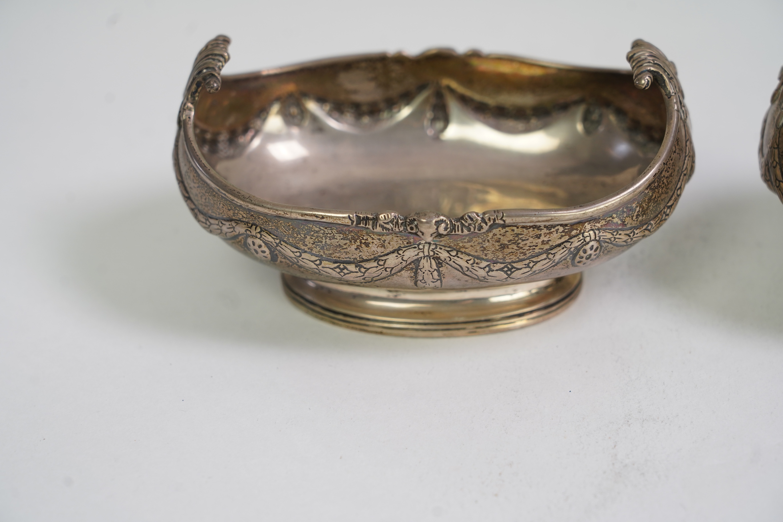A pair of George III silver boat shaped bowls, maker Philip Bocquet?